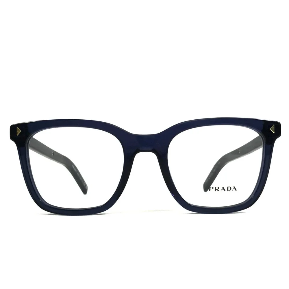 Prada Eyeglasses Frames VPRB11 08Q-1O1 Transparent Blue Gold Square 50-20-145